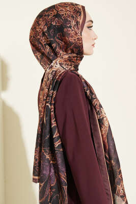 Fleur Desen Liva Modal Şal Kahve - Yılın Fırsatı