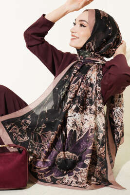 Fleur Desen Liva Modal Şal Latte - Başörtüsü