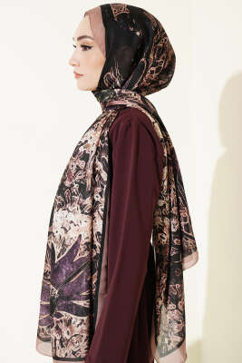 Fleur Desen Liva Modal Şal Latte - Başörtüsü