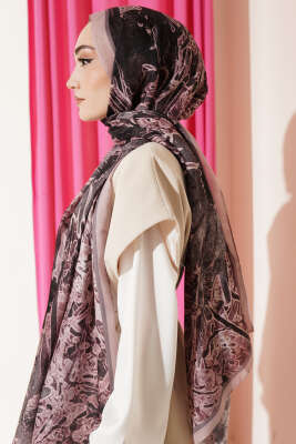 Fleur Desen Liva Modal Şal Pudra - Başörtüsü