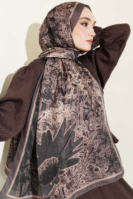 Fleur Desen Liva Modal Şal Siyah Vizon - Yılın Fırsatı