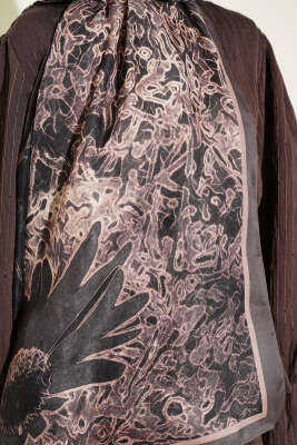 Fleur Desen Liva Modal Şal Siyah Vizon - Yılın Fırsatı