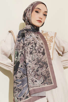 Fleur Desen Liva Modal Şal Sütlü Kahve 