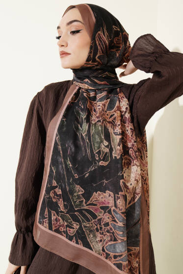 Fleur Desen Liva Modal Şal Taba - Başörtüsü