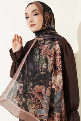 Fleur Desen Liva Modal Şal Taba - Başörtüsü