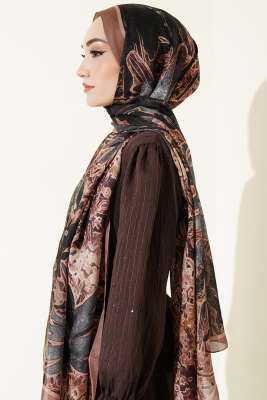 Fleur Desen Liva Modal Şal Taba - Başörtüsü
