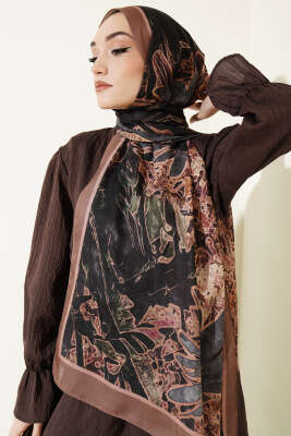 Fleur Desen Liva Modal Şal Taba 