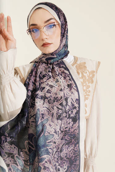 Fleur Desen Liva Modal Şal Taş - Başörtüsü