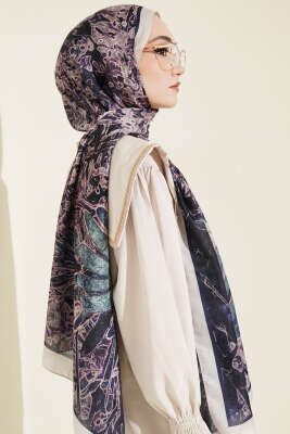 Fleur Desen Liva Modal Şal Taş - Başörtüsü