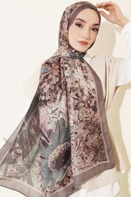 Fleur Desen Liva Modal Şal Vizon - Başörtüsü