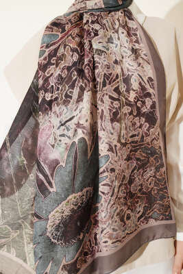 Fleur Desen Liva Modal Şal Vizon - Başörtüsü