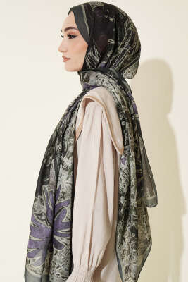 Fleur Desen Liva Modal Şal Zümrüt - Başörtüsü