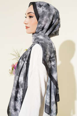 Floral Batik Desen Şal Antrasit - Yılın Fırsatı