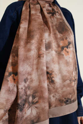 Floral Batik Desen Şal Bej - Başörtüsü