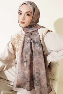 Floral Batik Desen Şal Bej Haki - Yılın Fırsatı