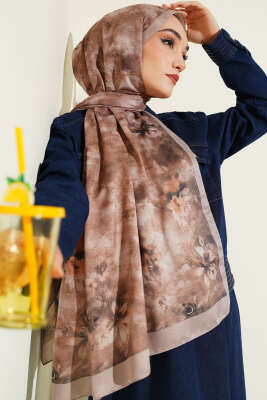Floral Batik Desen Şal Bej - Yılın Fırsatı
