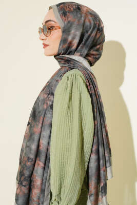Floral Batik Desen Şal Çağla Yeşili - Başörtüsü