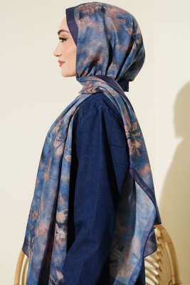 Floral Batik Desen Şal Mavi - Yılın Fırsatı