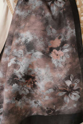 Floral Batik Desen Şal Siyah Gri - Yılın Fırsatı
