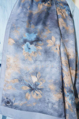 Floral Batik Desen Şal Soft Mavi - Yılın Fırsatı