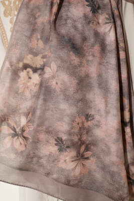 Floral Batik Desen Şal Vizon - Başörtüsü