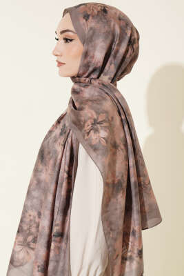 Floral Batik Desen Şal Vizon - Yılın Fırsatı