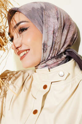 Flowers Bambu Kraş Eşarp Acı Kahve - Başörtüsü