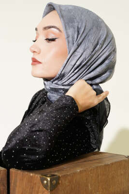 Flowers Bambu Kraş Eşarp Antrasit - Başörtüsü