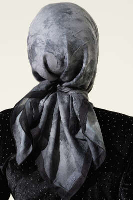 Flowers Bambu Kraş Eşarp Antrasit - Başörtüsü