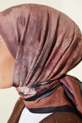 Flowers Bambu Kraş Eşarp Camel - Başörtüsü