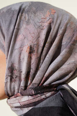 Flowers Bambu Kraş Eşarp Füme - Başörtüsü