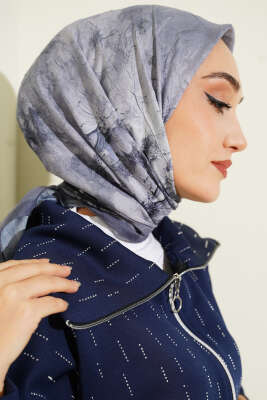 Flowers Bambu Kraş Eşarp Gri - Başörtüsü