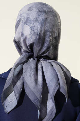 Flowers Bambu Kraş Eşarp Gri - Başörtüsü