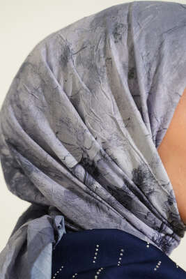 Flowers Bambu Kraş Eşarp Gri - Başörtüsü