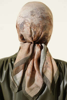 Flowers Bambu Kraş Eşarp Haki - Başörtüsü