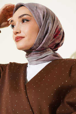 Flowers Bambu Kraş Eşarp Kum Bej - Başörtüsü