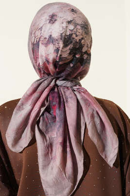 Flowers Bambu Kraş Eşarp Kum Bej - Başörtüsü