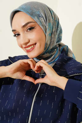 Flowers Bambu Kraş Eşarp Soft Mavi 