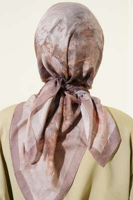 Flowers Bambu Kraş Eşarp Vizon - Başörtüsü