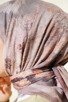 Flowers Bambu Kraş Eşarp Vizon - Başörtüsü