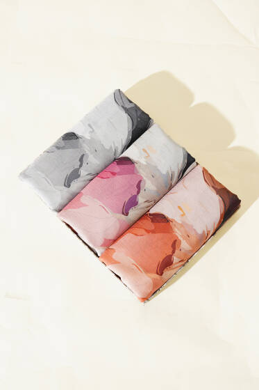 Flowers Desen 3'lü Şal Seti Asorti 2 - Desenli Şal Seti