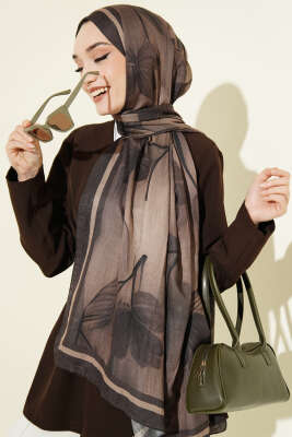 Flowers Desen Bambu Kraş Şal Antrasit - MODA KAŞMİR