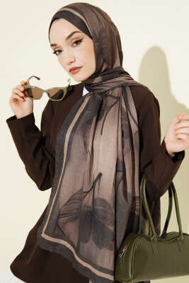 Flowers Desen Bambu Kraş Şal Antrasit - Başörtüsü