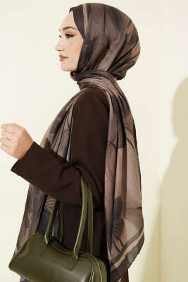 Flowers Desen Bambu Kraş Şal Antrasit - Başörtüsü