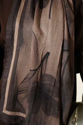 Flowers Desen Bambu Kraş Şal Antrasit - Başörtüsü