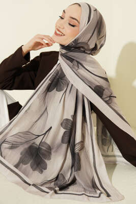 Flowers Desen Bambu Kraş Şal Bej - MODA KAŞMİR
