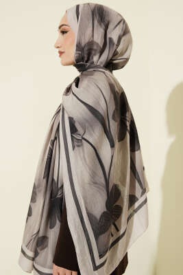 Flowers Desen Bambu Kraş Şal Bej - Başörtüsü
