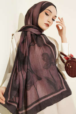 Flowers Desen Bambu Kraş Şal Gül Kurusu - MODA KAŞMİR