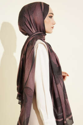 Flowers Desen Bambu Kraş Şal Gül Kurusu - Başörtüsü