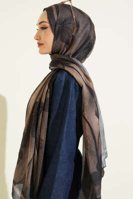 Flowers Desen Bambu Kraş Şal Kamuflaj Yeşili - Başörtüsü